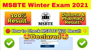 How to Check MSBTE Winter 2021 Result🤩MSBTE W21 Result MSBTE Latest Updates [upl. by Cirdec494]