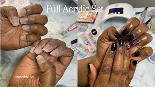 Watch Me Do My Full Set Acrylic Nails First Time Doing Acrylic on Both Hands Beginner Friendly [upl. by Matty]