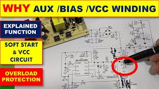 525 Role of Auxiliary Winding  VCC or Bias Winding In SMPS Switch Mode Power Supply [upl. by Karlyn]