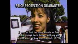 1996 Norm Reeves Honda Superstore quotPrice protection gauranteequot LA Local TV Commercial [upl. by Terrill858]