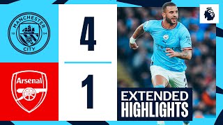 EXTENDED HIGHLIGHTS  Man City 41 Arsenal  De Bruyne Stones amp Haaland Goals [upl. by Aksehcnarf]