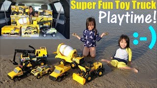 Kids Fun Toy Playtime at the BEACH TONKA Trucks Beach Playtime Fun Kids Toy Trucks Unboxing [upl. by Bowen873]