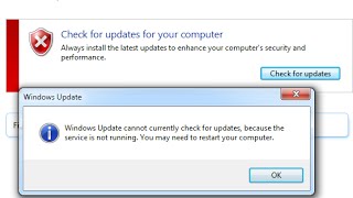 Windows Update cannot currently check for updates because the service is not running in Windows 7 [upl. by Notneb]