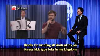 Daniel Radcliffe Singing Rapping Alphabet Aerobics Lyrics on Screen [upl. by Yarased343]