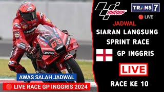 Jadwal Siaran Langsung Sprint Race MotoGP Inggris 2024  MotoGP Inggris 2024 Live Trans 7 [upl. by Irat]