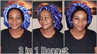 DIY Trendy 3 in 1 HAIR BONNETPleated bonnet Detailed Beautarie [upl. by Polky448]