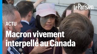 « Le Hamas est un mouvement de résistance »  léchange tendu entre Macron et des manifestants [upl. by Neelear]