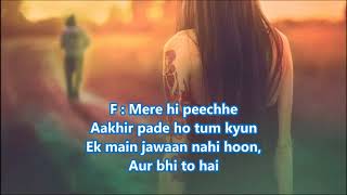 Wada karo nahi chodogi tum mera saath  Aa gale lag jaa  Full Karaoke Scrolling Lyrics [upl. by Kcirb]