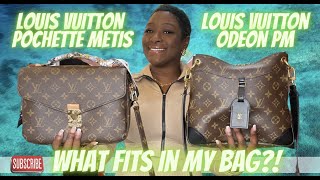 LOUIS VUITTON POCHETTE METIS VS LOUIS VUITTON ODEON PM  WHAT FITS IN MY BAG  LOUIS VUITTON [upl. by Anitan]