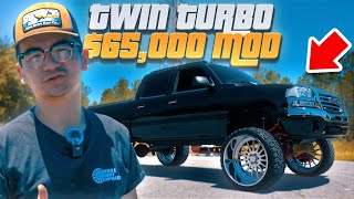 FASTEST Twin Turbo GMC  65000 In Lifted Truck Mods 26x16 [upl. by Havelock]