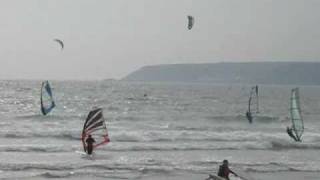 Kitesurfing and Windsurfing at Marazion Cornwall [upl. by Tapes]