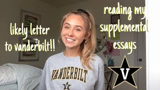 Reading The Essays That Got Me Accepted To Vanderbilt  a Likely Letter  Tips for Supplementals [upl. by Llenreb]