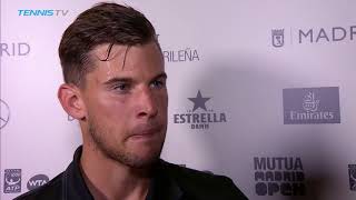 quotBest match in a very long time for mequot says Thiem after beating Nadal  Madrid 2018 Interview [upl. by Mick92]