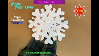 Double HEART Paper Snowflake Tutorial no 109  how diycrafts diy craft howto valentinesday [upl. by Eednar]