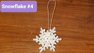 Snowflake  4  How to crochet an easy snowflake  Crochet Snowflakes  25 Days of Snowflakes [upl. by Corsiglia]