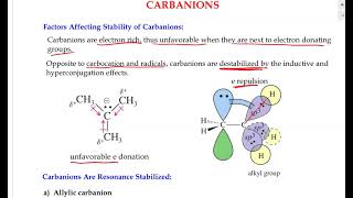 Carbanions And Factors Affecting Their Stability [upl. by Annalise584]