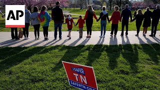 Activists form human chain across Nashville Tennessee on Covenant school shooting anniversary [upl. by Winchell409]