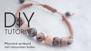 Sieraden maken met Kralenwinkel Online  Macramé armband met natuursteen [upl. by Anrak]