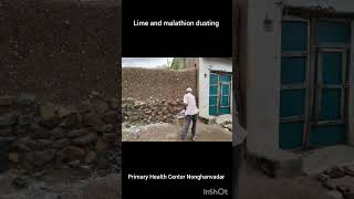 Lime and malathion dusting at Primary Health Center Nonghanvadar community health [upl. by Byrn455]