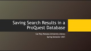 Saving Search Results in a ProQuest Database [upl. by Anastasio]