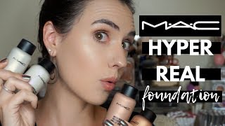 MAC Hyper Real Foundation  Swatches of ALL 4 Shades  Demo [upl. by Reis]