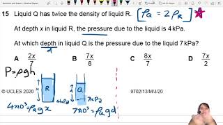 MJ20 P13 Q15 Depth in Two Liquids  MayJune 2020  CAIE A Level 9702 Physics [upl. by Ahsaek827]