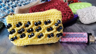 Monedero Tejido a Crochet En Punto Rococo Con Cristales [upl. by Annaor]