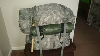 My Army Molle II 2 large rucksack setup for camping [upl. by Aicitan]