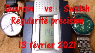 Guanqin copie de Nomos Lambda vs Swatch YAS410G régularité précision 13 février 2021 [upl. by Irah244]