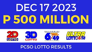 Lotto Result December 17 2023 9pm PCSO [upl. by Enalda184]