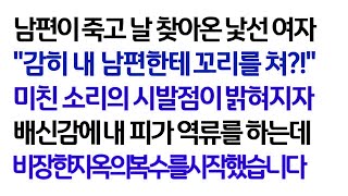 실화사연 남편이 죽고 날 찾아온 낯선 여자 미친 소리의 시발점이 밝혀지자 배신감에 내 피가 역류를 하는데 비장한 지옥의 복수를 시작했습니다ㅣ라디오드라마ㅣ사이다사연ㅣ [upl. by Lattie696]