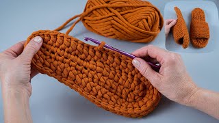 Crochet slippers on the double sole  a detailed tutorial [upl. by Delaney]