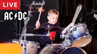 ACDC  Thunderstruck 5 year old Drummer LIVE [upl. by Racklin]