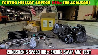 E12 Zongshen 5 speed 190cc engine swap  test ride HELLCOUGAR TaoTao Hellcat Raptor 190cc [upl. by Adnol]