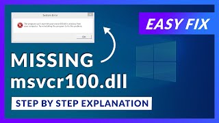 msvcr100dll Missing Error  How to Fix  2 Fixes  2021 [upl. by Magocsi]