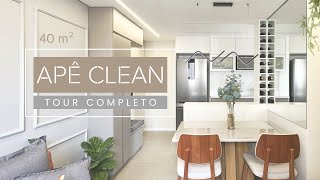 TOUR APARTAMENTO CLEAN  40 m2  TONS NEUTROS E MUITA ILUMINAÇÃO  REFORMA COMPLETA [upl. by Yelnet]