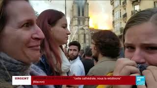 Réactions de touristes sur lincendie de NotreDame de Paris [upl. by Ekusoyr980]