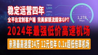 2024年最强低价高速机场，1元机场的春天，极速机场，亲测最高速度34万，12元包年，01x超低倍率机场，稳定运营四年，支持全平台定制客户端，完美解锁流媒体，多国家地区节点覆盖 机场 推荐 [upl. by Aryek]