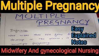 Notes Of Multiple Pregnancy in Midwifery And Gynecological Nursing in Hindi [upl. by Siduhey]