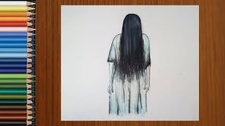 Scary Drawings  How To Draw a Ghost Girl Scary Step by Step  Halloween Drawings [upl. by Eedrahs544]