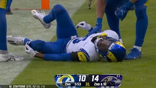 Tutu Atwell SCARY INJURY Vs Ravens 🙏😨 Ravens Vs Rams 2023 highlights [upl. by Kelley910]