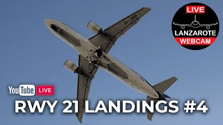 LANZAROTE AIRPORT RWY21 LANDINGS 4  LanzaroteWebcam [upl. by Massiw873]