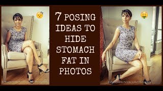 7 effective POSING IDEAS to HIDE STOMACH FAT in photos LOOK THINNER HACKS [upl. by Utica]