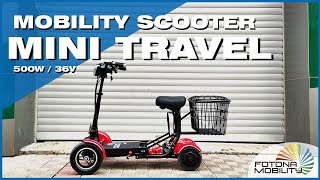 ⭐️ MINI TRAVEL Power and foldable 4 Wheel Electric Mobility Scooter  500W 36V  REVIEW  2021 [upl. by Rodolphe]