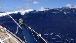 28 foot yacht semi knock down by breaking wave in stormy seas [upl. by Aninaig149]