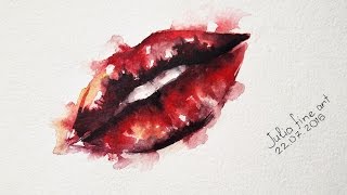 How to paint lips with watercolor  Julia fine art [upl. by Coady]