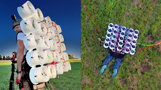 Flying with 50 drone motors homemade flying machine [upl. by Vigor]