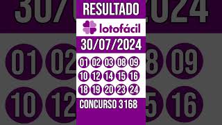 LOTO FACIL hoje  30072024  Resultado concurso 3168 [upl. by Chaing338]