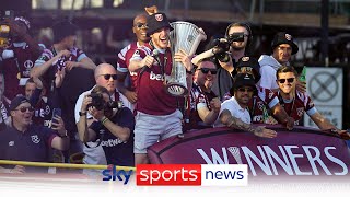 West Ham fans ecstatic as squad hosts victory parade to celebrate Europa Conference League win [upl. by Suiravad]