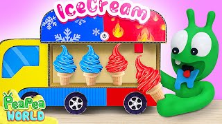 Pea Pea Explores Hot and Cold Ice Cream Truck  Pea Pea World  Cartoon for kids [upl. by Aicen]